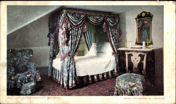 Ak Washington USA, Martha Washingtons Schlafzimmer