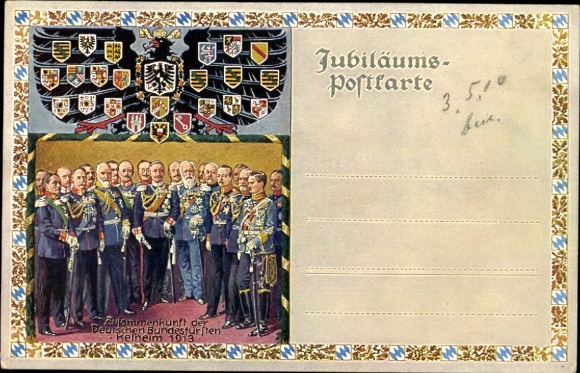 Postcard Kelheim an der Donau, Liberation Hall, 50th anniversary of the opening in 1913, German federal princes