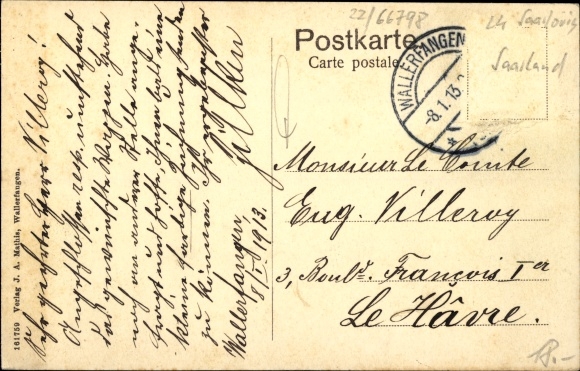 Coat of arms Postcard Wallerfangen in Saarland, general view