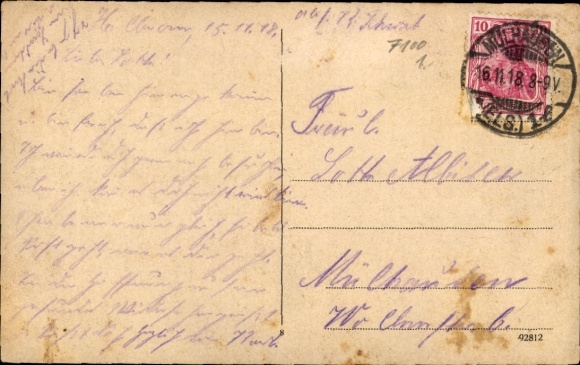 Postcard Heilbronn am Neckar, Bismarck Monument