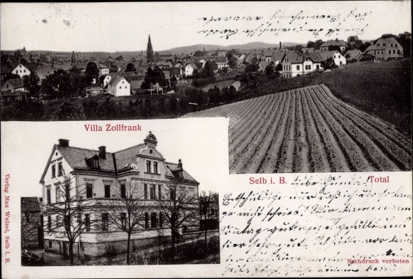 Ak Selb in het Fichtelgebirge Opper-Franken, totaaloverzicht, Villa Zollfrank