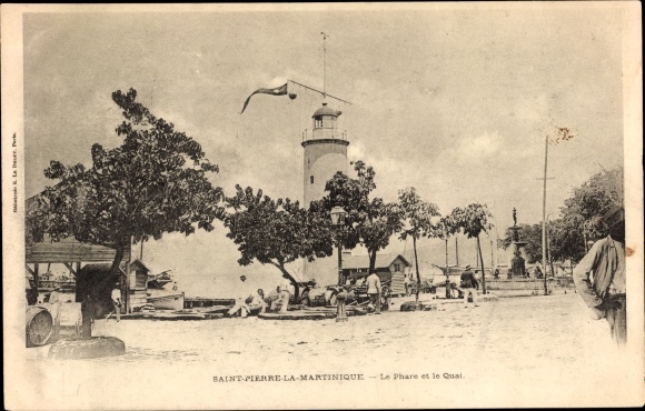 Postcard Saint Pierre Martinique, The Lighthouse and the Quay