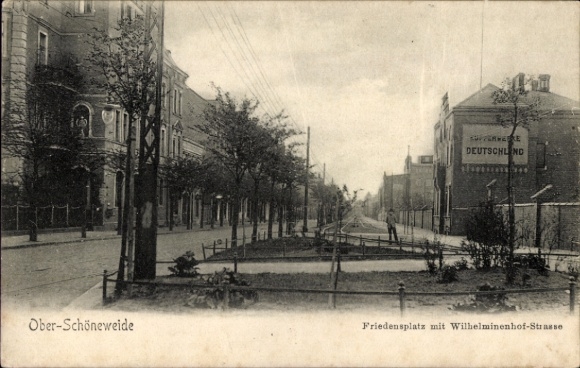 Ak Berlin Köpenick Oberschöneweide, Friedensplatz, Wilhelminenhofstraße, Kupferwerke Deutschland