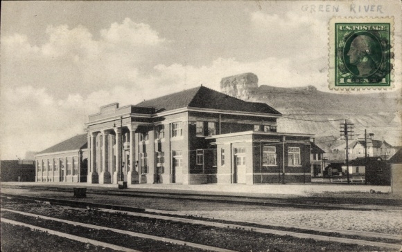 Ak Green River Wyoming USA, treinstation, spoorweergave