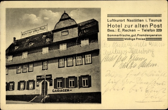 Postcard Nastätten im Taunus, Hotel zur alten Post