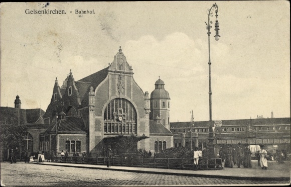 Postcard Gelsenkirchen in the Ruhr area, train station