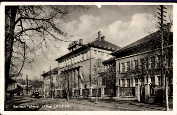 Postcard Sokolov Falkenau an der Eger Region Karlovy Vary, Garrison, I Batl Inf Regt No. 72