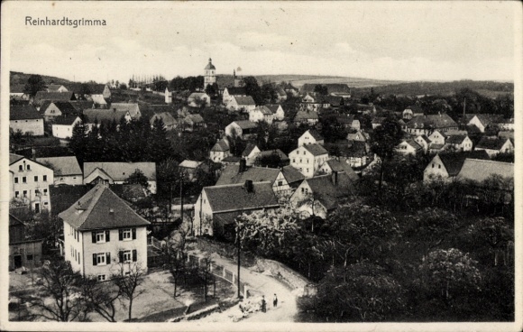 Postcard Reinhardtsgrimma glassworks in the Eastern Ore Mountains, general view