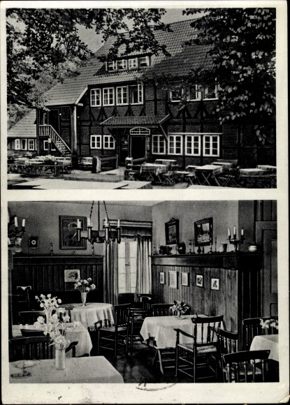 Postcard Wilsede Bispingen in the Lüneburg Heath, Gasthof zum Heidemuseum, owner Dora Hinrichs