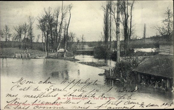 Postcard La Neuve Lyre Eure, View of the Rille