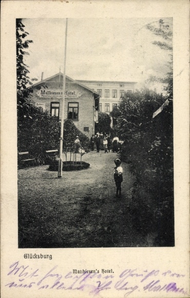 Postcard Glücksburg, Matthiesens Hotel, Garden