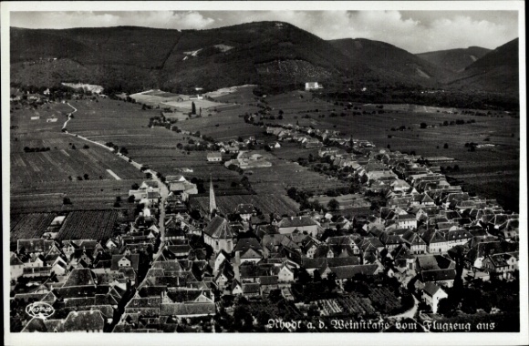 Ak Rhodt an der Weinstraße Rhodt unter Rietburg in der Pfalz, Fliegeraufnahme