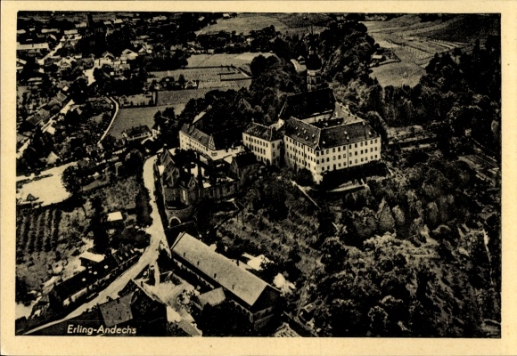 Postcard Erling Andechs in Upper Bavaria, aerial photograph