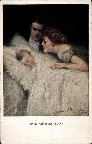 Kunstenaar Ak Underwood, Clarence, Our Greatest Happiness, Parents View Sleeping Baby
