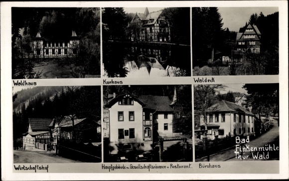 Postcard Finkenmühle Allersdorf Herschdorf Thuringia, Kurhaus, Waldeck, farm