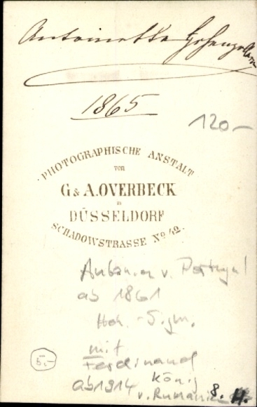 CdV Antonia of Portugal with Ferdinand, later King of Romania, portrait 1865