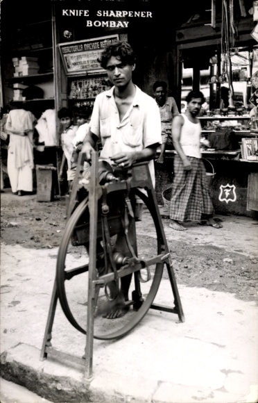Photo Postcard Mumbai Bombay India, Knife Sharpener