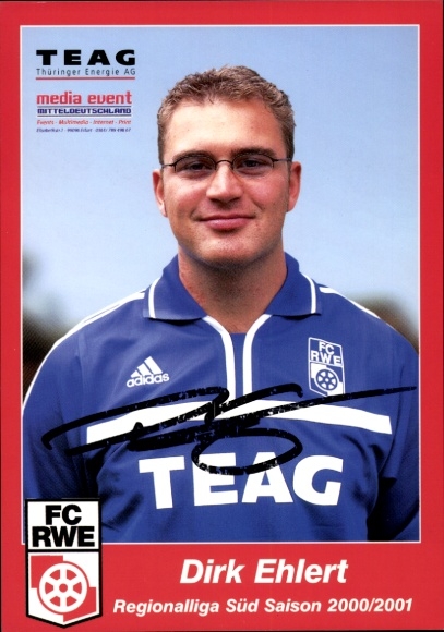 Autograph card physiotherapist Dirk Ehlert, FC Rot-Weiß Erfurt, autograph