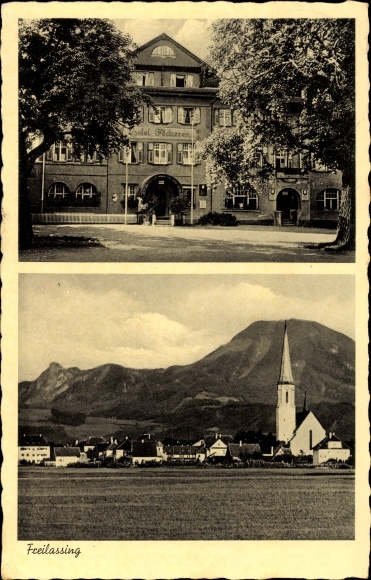 KP Freilassing w regionie Berchtesgadener Górna Bawaria, hotel dworcowy Föckerer, panorama miejsca