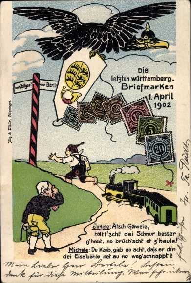 Stamps PC The last Württemberg stamps, April 1, 1902, German eagle, German Michel