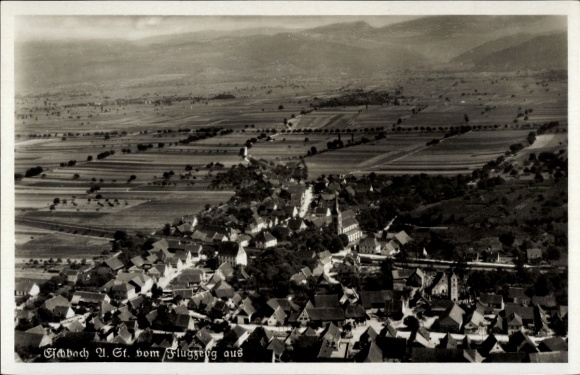 Postcard Eibach Dillenburg in Hesse, aerial photograph of rural surroundings, village view, street