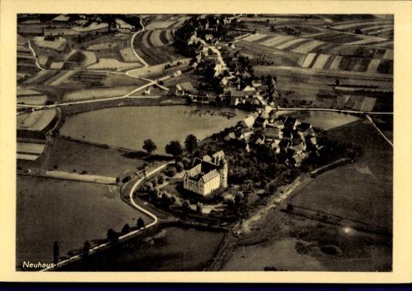 Postcard Neuhaus Germany, aerial photograph