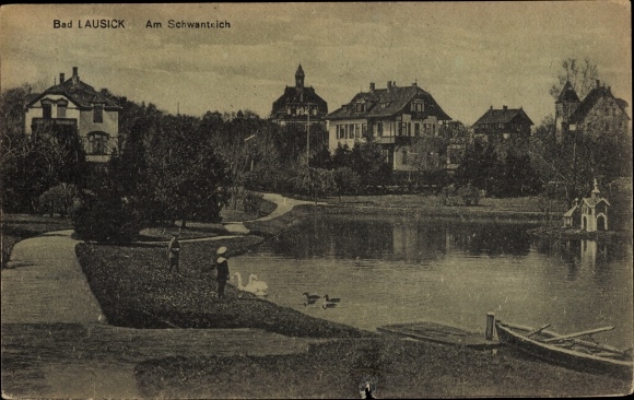 Postcard Bad Lausick in Saxony, Am Schwanteich