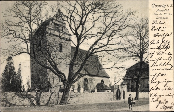Postcard Coswig in Saxony, church