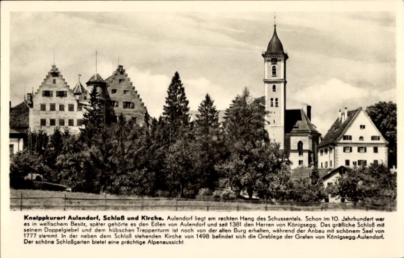 Postcard Aulendorf in the Schussental, Baden-Württemberg, castle and church