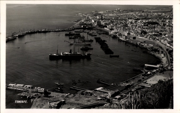 Postcard Puerto de la Cruz Tenerife Tenerife Canary Islands, harbor view, ships in the water, a