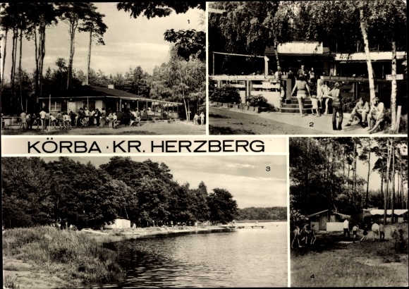 Postcard Körba Lebusa in Brandenburg, HO restaurant on the lake, ice cream parlor, campsite