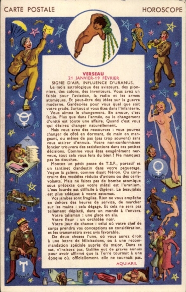 Postcard Zodiac sign, Aquarius