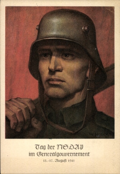 Artist Postcard Hoeck, W., Krakow, Day of the NSDAP in the General Government 1941, Wehrmacht soldier
