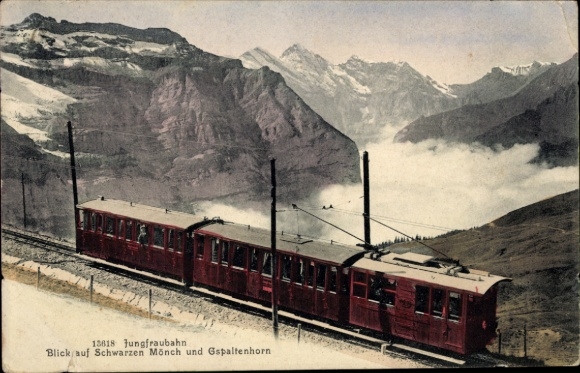 Postcard Canton of Bern, Jungfrau, Jungfrau Railway, Black Monk, Gspaltenhorn