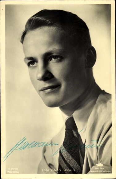 Postcard actor Hermann Braun, portrait, Ross Verlag A 2734/2, autograph