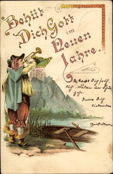 Chromo-Litho Trumpeter of Säckingen, God bless you in the New Year