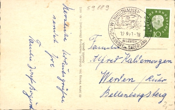 Postcard Wenholthausen Eslohe in Sauerland, partial view, mountains