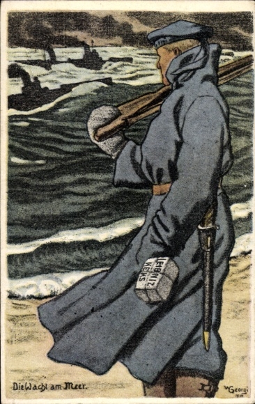 Artist Postcard Georgi, W., The Watch at Sea, Leibniz Biscuit Advertisement, Torpedo Boats, Imperial Navy