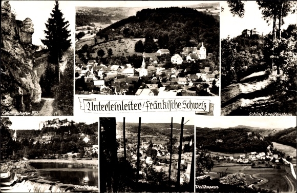 KP Unterleinleiter w Szwajcarii Frankońskiej, dolina, zamek Greifenstein, Veilbronn, widok na miasto