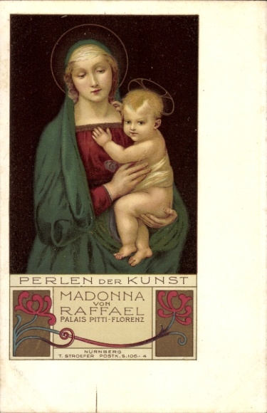 Artist Postcard Raphael, Madonna, Pearls of Art