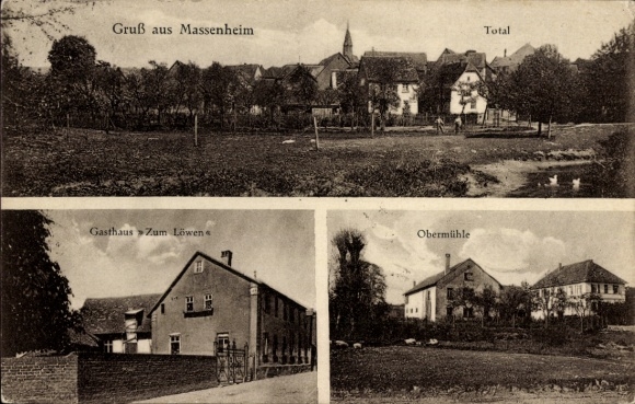 Ak Massenheim Bad Vilbel in Hessen, algemeen beeld, Gasthaus Zum Löwen, Obermühle