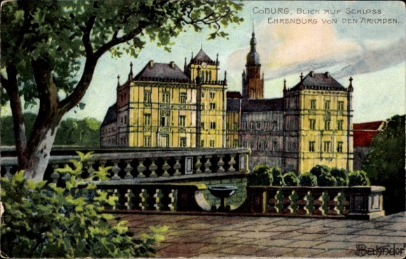 Kunstenaar Ak Bahndorf, H., Coburg in Opper-Franken, Kasteel Ehrenburg