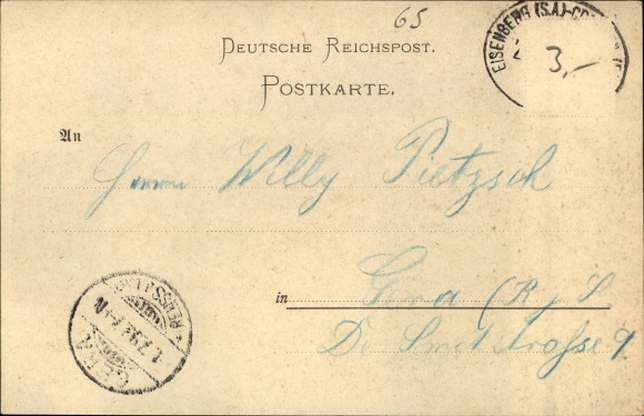 Postcard Froschmühle Eisenberg, view ad place, cutting mill