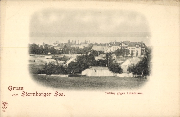 Postcard Tutzing on Lake Starnberg Upper Bavaria, Greetings from Lake Starnberg, Tutzing against Ammerland