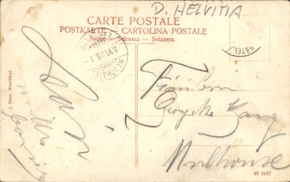 Postcard Salon steamer Helvetia on Lake Neuchâtel