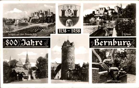 Postcard Bernburg an der Saale, castle before the fire in 1894, 800 years, castle, spa house, bear enclosure