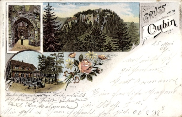 Chromo-Litho Oybin in Saxony, cloister, guesthouse, Schuppenberg