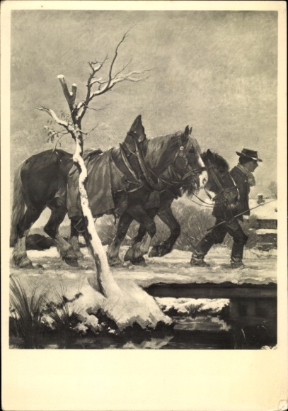 Artist Postcard Stahl, Franz Xaver, Homecoming, Farmer with Horses, HDK 649