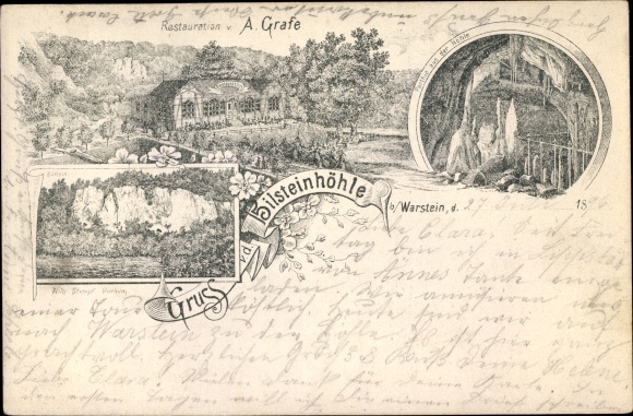 Chromo-Litho Warstein in Sauerland, Bilstein Cave, Restaurant A. Grafe