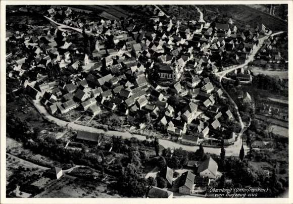 Postcard Obernbreit in Lower Franconia, aerial photograph